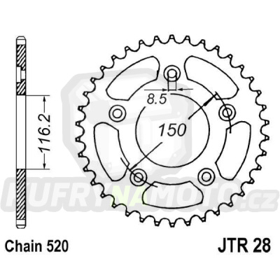 Řetězová rozeta JT JTR 28-42 42 zubů, 520