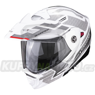 Moto přilba SCORPION ADX-2 CARRERA perleťově bílo/stříbrná