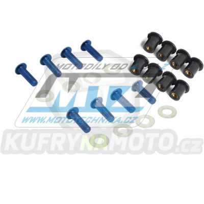 Šrouby a matice pro montáž plexi štítu M5x15mm (sada 8ks) - modré