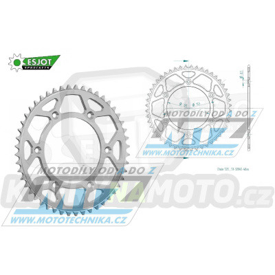 Rozeta řetězová (převodník) Dural 0210-48zubů ESJOT 51-32045-48 - barva stříbrná - Honda CR125+CR250+CR500 + CRF250R+CRF250X+CRF450R+CRF450X+CRF450RX+CRF450L + CRM250+CRF150F + CRF230F / 03-21 + XR250S+XL250S+XL250 + XR250R+XR400R / 96-04 + XR650R /