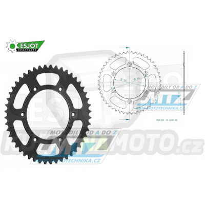 Rozeta ocelová (převodník) 0808-48zubů ESJOT 50-32041-48 - Kawasaki KLX400 + Suzuki DR250 + DR350 + DRZ250 + DRZ400 + RM100 + RM125 + RM250 + RMX250 + RMZ250 + RMZ450 + RMX450 + TSR125 + TSR200