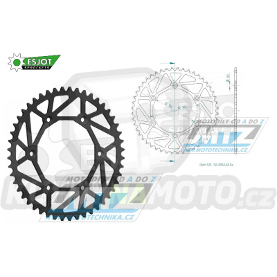 Rozeta ocelová (převodník) 0808-48zubů ESJOT ULTRALIGHT 50-32041-48L černá - Kawasaki KLX400 + Suzuki DR250 + DR350 + DRZ250 + DRZ400 + RM100 + RM125 + RM250 + RMX250 + RMZ250 + RMZ450 + RMX450 + TSR125 + TSR200