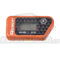měřič motohodin bezdrátový s nulovatelným počítadlem, Q-TECH (oranžový)