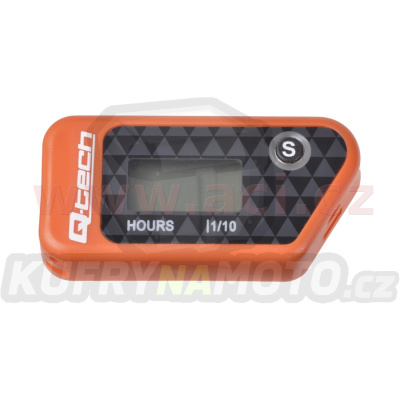 měřič motohodin bezdrátový s nulovatelným počítadlem, Q-TECH (oranžový)