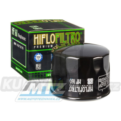 Filtr olejový HF160 (HifloFiltro) - Bimota 1000 BB2+1000 BB3 + Husqvarna 900 Nuda + BMW F650GS +  F700GS + F750GS + F800GS + F800R + 1000 HP4 + S1000R + K1200R + R1200GS + R1200R + K1300GT + K1300R + K1300S