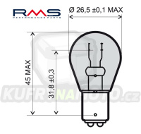 Žárovka RMS 246510465 12V 21W, BAU15S S25 oranžová