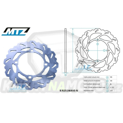 Kotouč brzdový MTZ nerezový - zubatý desing Wave - Kawasaki KX85 / 01-24 + KX100 / 01-21 + KX112 / 22-24