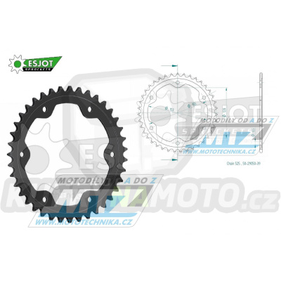 Rozeta ocelová (převodník) 0893-39zubů ESJOT 50-29050-39 - KTM 1290 Superduke / 14-15 + 1290 Superduke R / 16-20 + 1290 Superduke GT / 16-21