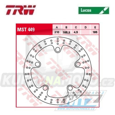 Kotouč brzdový TRW MST449 (310/165,3/5D) - Honda VFR1200Crosstourer / 12-17 + GL1800 GoldWing / 14-16