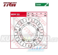 Kotouč brzdový plovoucí TRW MSW269 (267/132/6D) - kulatý design - Yamaha HW125 + X-Max125 + X-Max250 + X-Max300 + X-MAx400 + T-Max500 + T-Max530 + MBK YP125+YP400