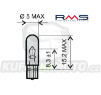 Žárovka RMS 246510245 12V 1,2W, W1,2W T5 bílá