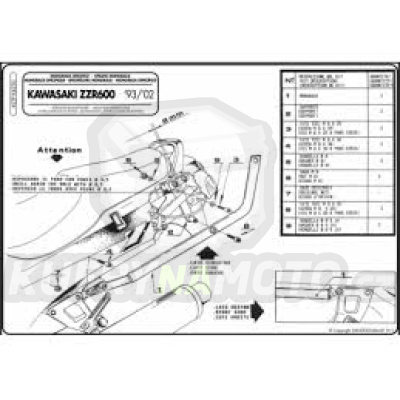 Kit pro montážní sada – nosič kufru Kappa Kawasaki ZZR 600 1993 – 2001 K1621-K4230