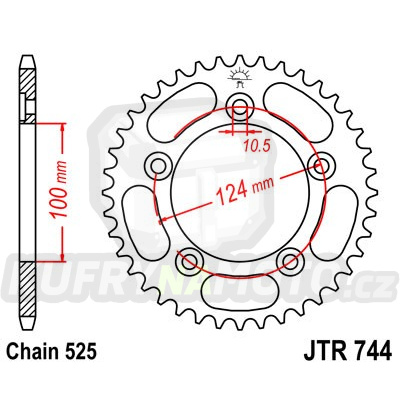 Řetězová rozeta JT JTR 744-38 38 zubů, 525