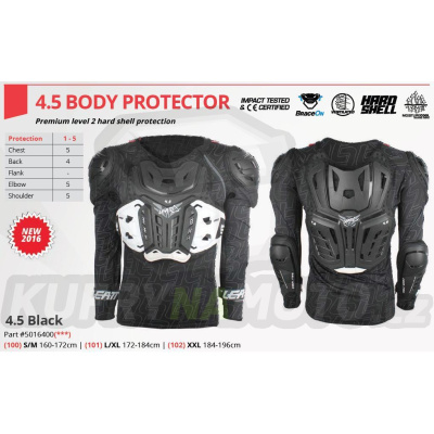 LEATT  chránič hrudníku,  na síťce BODY PROTECTOR 4.5 black barva černá velikost S/M 160-172CM