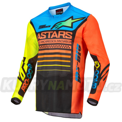 dres RACER COMPASS, ALPINESTARS (černá/žlutá fluo/korálová)