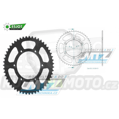 Rozeta ocelová (převodník) 0808-51zubů ESJOT 50-32041-51 - Kawasaki KLX400 + Suzuki DR250 + DR350 + DRZ250 + DRZ400 + RM100 + RM125 + RM250 + RMX250 + RMZ250 + RMZ450 + RMX450 + TSR125 + TSR200