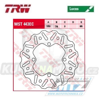 Kotouč brzdový TRW MST443EC (180/79/4D) - zubatý desing Wave - Kawasaki KX65 / 00-24 + RM65 / 03-05