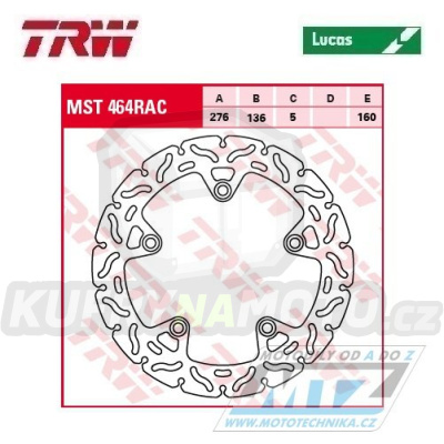 Kotouč brzdový TRW MST464RAC (276/136/5D)  - zubatý design - BMW R1200GS / 14-18 + R1200GS Adventure + R1200R / 14-18 + R1200RS / 14-18 + R1200RT / 14-18 + R1250GS / 19 + R1250R + R1250RT