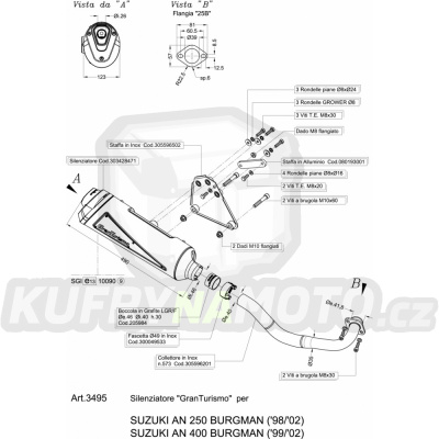 Výfuk Leo Vince Suzuki AN 250 BURGMAN 1998 - 2002 GRANTURISMO BLACK LVKN886-3495B