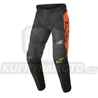 kalhoty RACER COMPASS, ALPINESTARS (černá/žlutá fluo/korálová)