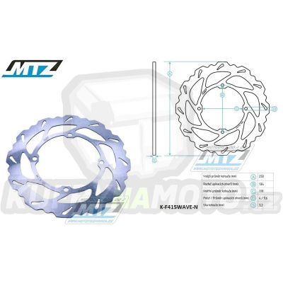 Kotouč brzdový MTZ nerezový - zubatý desing Wave - Suzuki RMZ250 / 07-18 + RMZ450 / 05-17 + RMX450Z / 10-19