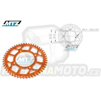 Rozeta řetězová (převodník) Dural 46zubů MTZ oranžová - KTM 250R Freeride + 250F Freeride + 350 Freeride / 12-20 + Freeride E-XC + E-SX + E-SM / 14-22