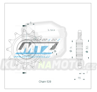 Kolečko řetězové (pastorek) 95-SHE3-13zubů MTZ - Sherco SE250+SE300 / 14-20 + SE450F+SE500F / 04-22