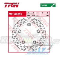 Kotouč brzdový TRW MST386RAC (240/120/5D) - zubatý desing - Suzuki GW250Inazuma+GSR600+SFV650Gladius+GSF650Bandit + GSX650F+SV650+GSR750 + GSF1200Bandit+GSF1250Bandit+GSX1250FA