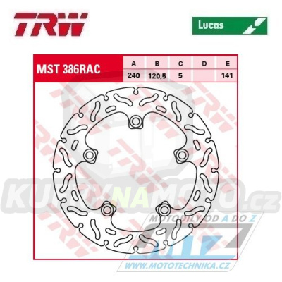 Kotouč brzdový TRW MST386RAC (240/120/5D) - zubatý desing - Suzuki GW250Inazuma+GSR600+SFV650Gladius+GSF650Bandit + GSX650F+SV650+GSR750 + GSF1200Bandit+GSF1250Bandit+GSX1250FA