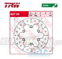 Kotouč brzdový TRW MST336 (220/100/6D) - kulatý design - Kawasaki KLX250 / 93-96 + KLX650 / 93-01