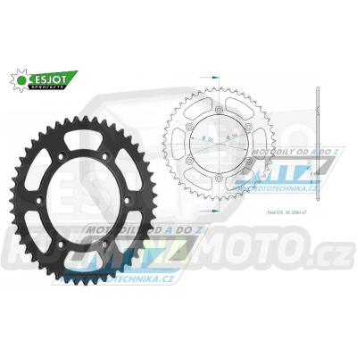 Rozeta ocelová (převodník) 0808-47zubů ESJOT 50-32041-47 - Kawasaki KLX400 + Suzuki DR250 + DR350 + DRZ250 + DRZ400 + RM100 + RM125 + RM250 + RMX250 + RMZ250 + RMZ450 + RMX450 + TSR125 + TSR200