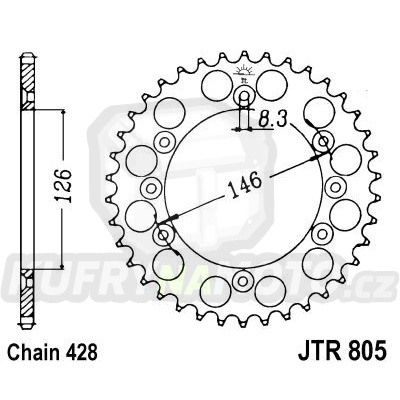 Řetězová rozeta JT JTR 805-50 50 zubů, 428