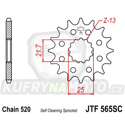 Řetězové kolečko JT JTF 565-14SC 14 zubů, 520 Samočistící, Nízká hmotnost
