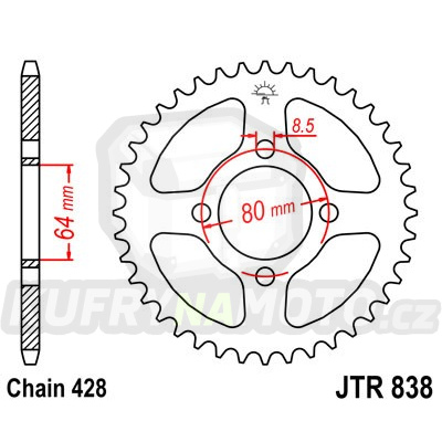 Řetězová rozeta JT JTR 838-42 42 zubů, 428