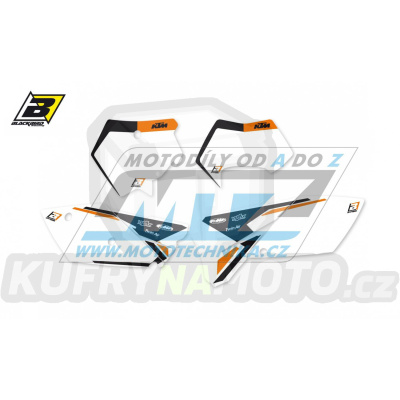 Polepy číslových tabulek (vystřižené) - KTM EXC / 05-07 + 125SX+525SX /  04-06 + 200SX+250SX+450SX / 03-06 - typ polepů Dream4