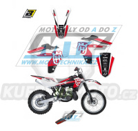 Polepy s potahem sedla (sada polepů a potah sedla Dream) - Husqvarna CR125+WR125 / 06-08 + WR250 / 06-13 + WR300 / 09-13 - typ polepů Dream4 - červená barevná varianta