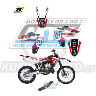 Polepy s potahem sedla (sada polepů a potah sedla Dream) - Husqvarna CR125+WR125 / 06-08 + WR250 / 06-13 + WR300 / 09-13 - typ polepů Dream4 - červená barevná varianta