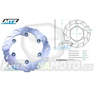 Kotouč brzdový MTZ nerezový - zubatý desing Wave - Yamaha YZ125 / 88-97 + YZ250 / 88-97 + YZF400 / 98 + WR250 / 90-97 + WRF400 / 98
