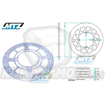 Kotouč brzdový MTZ Classic - Kawasaki KX125 / 03-05+KX250 / 03-05+KXF250 / 04-05+KDX125 / 90-99+KDX200 / 95-06+KDX220R / 97-05+KLX250 / 06-10 + Suzuki RMZ250 / 04-06