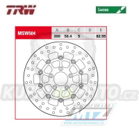 Kotouč brzdový plovoucí TRW MSW504 (300/56,4/5D) - kulatý design - Harley Davidson XL883+XL1200+FLHR+FLHRC+FLHTC+FLHTCU + FLHX+FLTR+FLTRU+FLTRX+FLD+FLHTCUTG+FLHTK+FLHTKL+FLHX+FLHXS+FLHXXX+FLRT a další ...