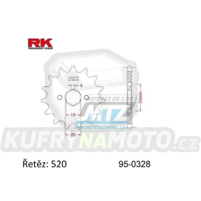 Kolečko řetězové (pastorek) 0328-13zubů RK - Honda XR200R+XR250R + XL125S+XL200R + XL200 Paris Dakar + CM250C + TLR200 Reflex + AJP PR3+PR4