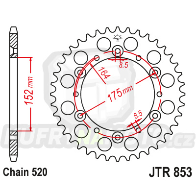 Řetězová rozeta JT JTR 853-45 45 zubů, 520