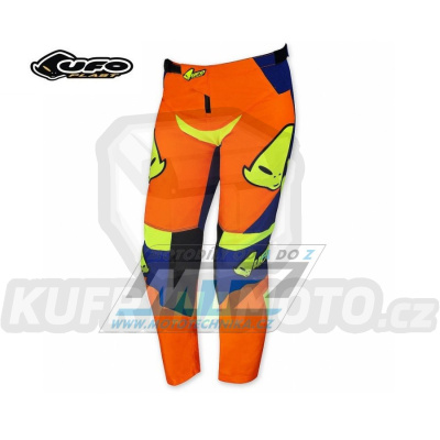 Kalhoty motokros dětské UFO REVOLT - oranžové - velikost 40-42