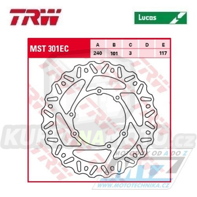 Kotouč brzdový TRW MST301EC (240/101/6D) - Honda CR125+CR250+CR500 + CRF250R+CRF250RX+CRF250X+CRF450R+CRF450RX+CRF450X