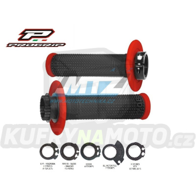 Rukojeti/Gripy Progrip 708 LOCK-ON 2takt+4takt (ODI SCS) včetně 5 nástavců - černo-červené