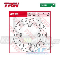 Kotouč brzdový TRW MST245 (220/105/4D) - Honda FES+CBR+XL125V Varadero + SL+CRF+CRM+CB250F+VTR + XR+CB400F+TRX+CB + Triumph Daytona+SpeedFour+ TT600+StreetTriple