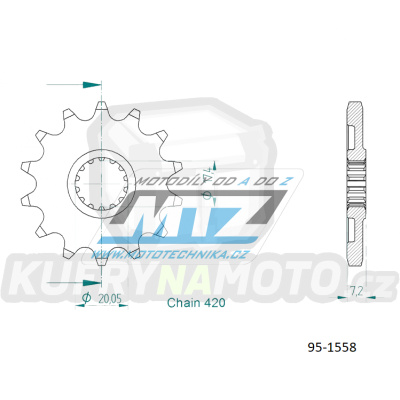 Kolečko řetězové (pastorek) 1558-13zubů MTZ - Yamaha YZ65 / 18-23
