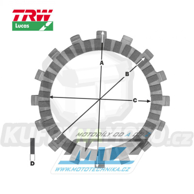 Lamely spojkové třecí (s obložením) Lucas MCC430-6 - Yamaha YZ125 / 87-88
