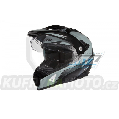 Přilba s plexi a integrovanou sluneční clonou UFO Aries Enduro HE180 - černá matná - velikost M