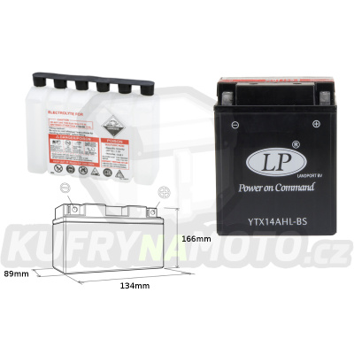 LANDPORT baterie YTX14AHL-BS 12V 12AH 134X89X166 (ARCTIC CAT, MOTO GUZZI) bezúdržbový (elektrolyt přibalen)